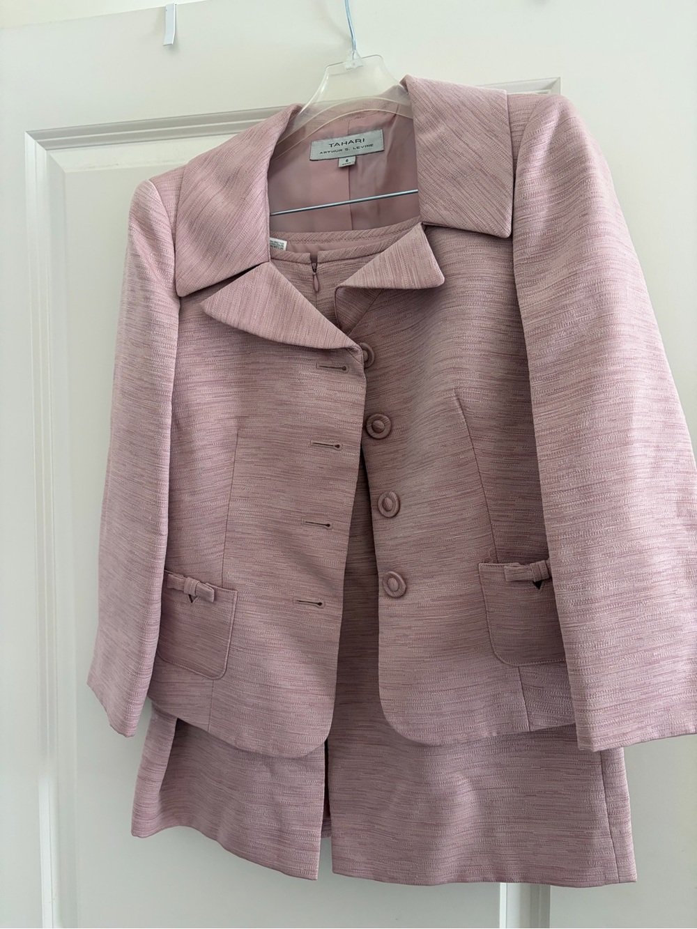 Tahari Pink tweed Women's Jacket & Skirt Set suit
